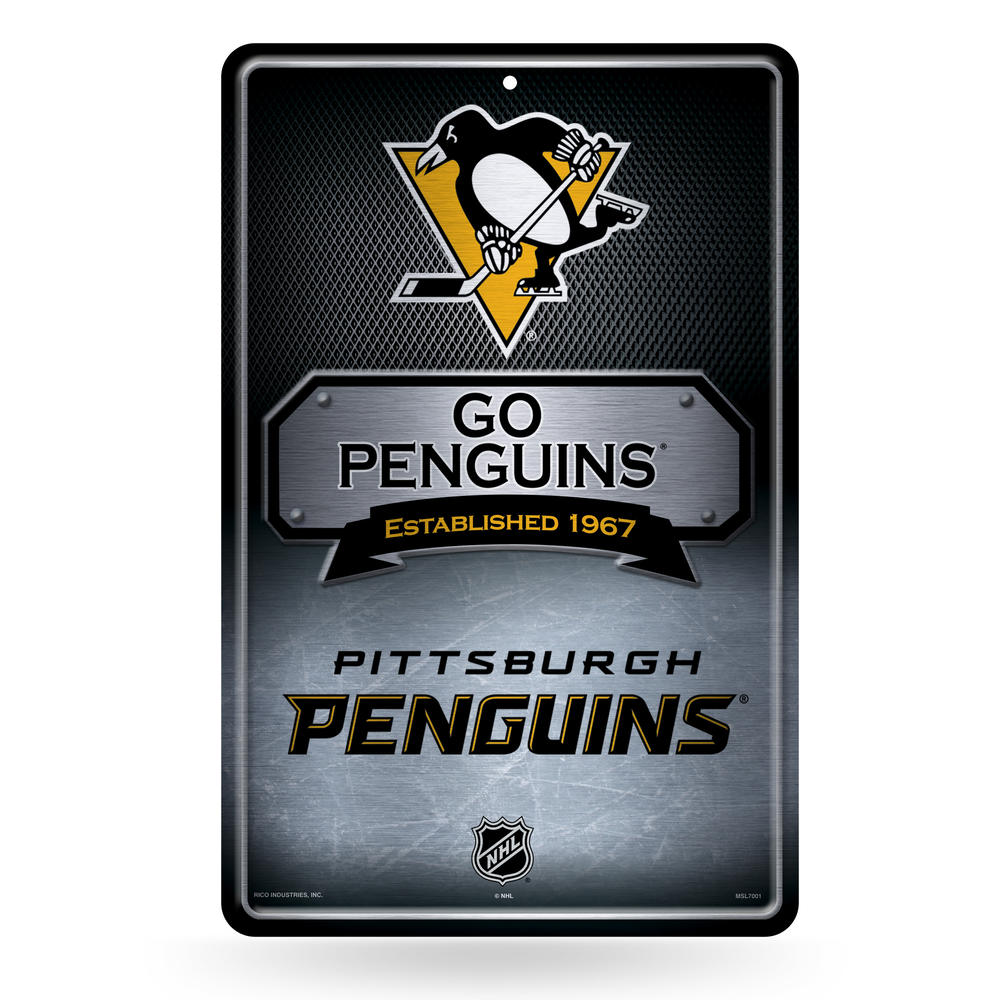 Rico NHL Rico Industries Pittsburgh Penguins  Large Metal Sign
