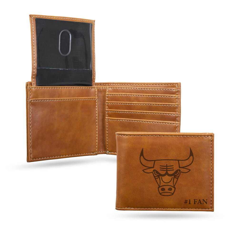 Rico Industries NBA Basketball Chicago Bulls #1 FAN Laser Engraved Billfold Wallet