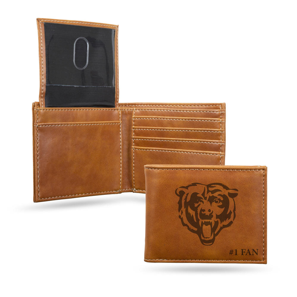 Rico Industries NFL Football Chicago Bears #1 FAN Laser Engraved Billfold Wallet