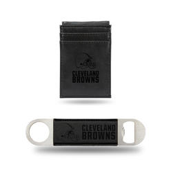 Rico NFL Rico Industries Cleveland Browns  Laser Engraved Front Pocket Wallet & Bar Balde