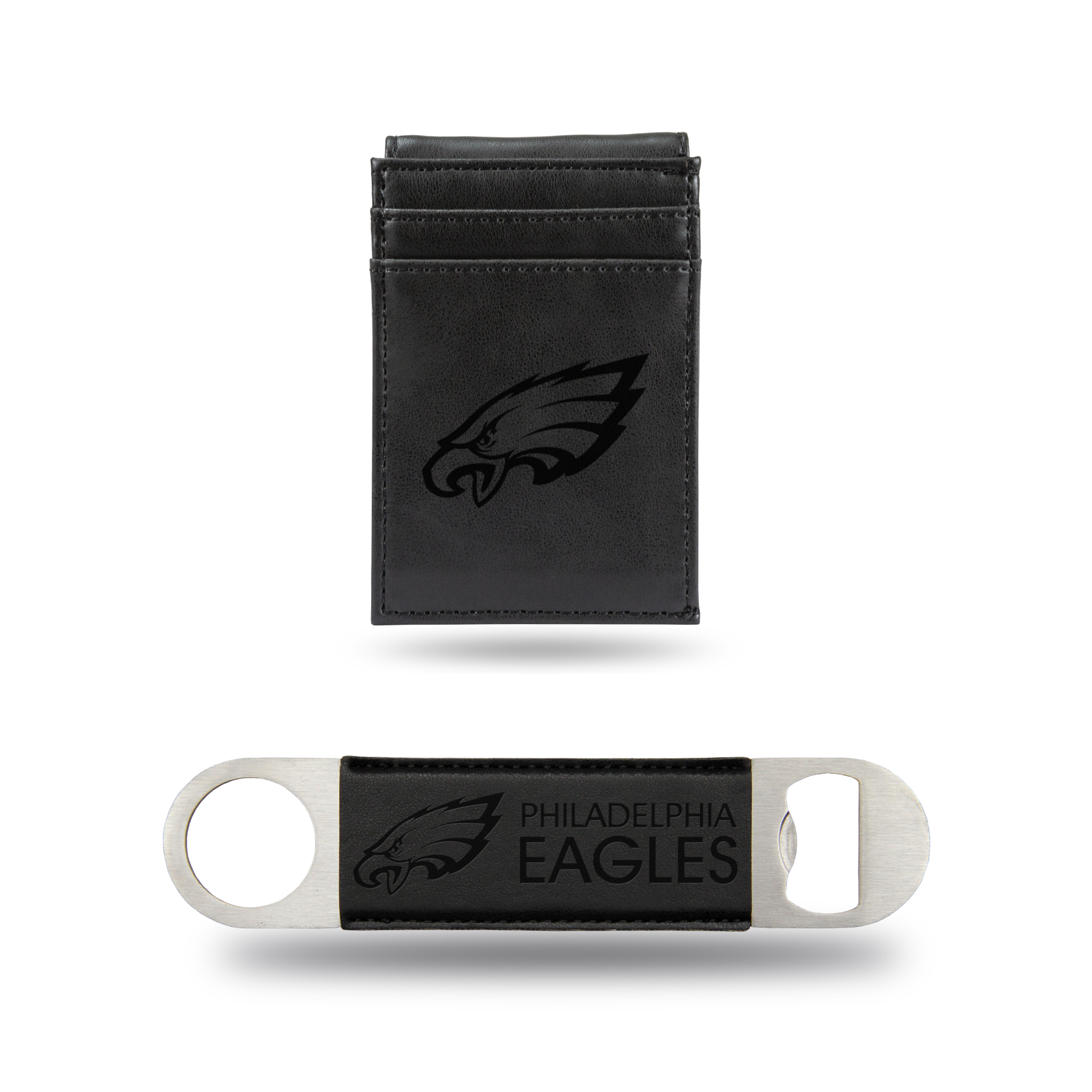 Rico NFL Rico Industries Philadelphia Eagles  Laser Engraved Front Pocket Wallet & Bar Balde
