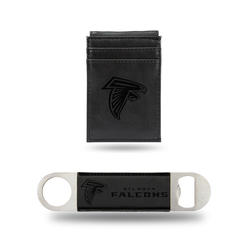 Rico NFL Rico Industries Atlanta Falcons  Laser Engraved Front Pocket Wallet & Bar Balde