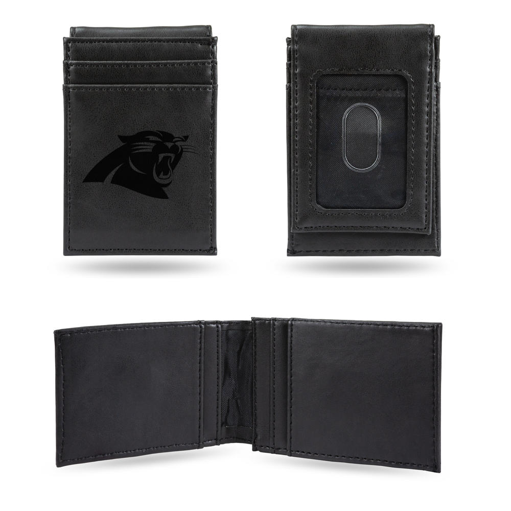 Rico NFL Rico Industries Carolina Panthers  Laser Engraved Front Pocket Wallet & Bar Balde