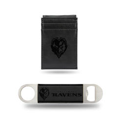 Rico NFL Rico Industries Baltimore Ravens  Laser Engraved Front Pocket Wallet & Bar Balde