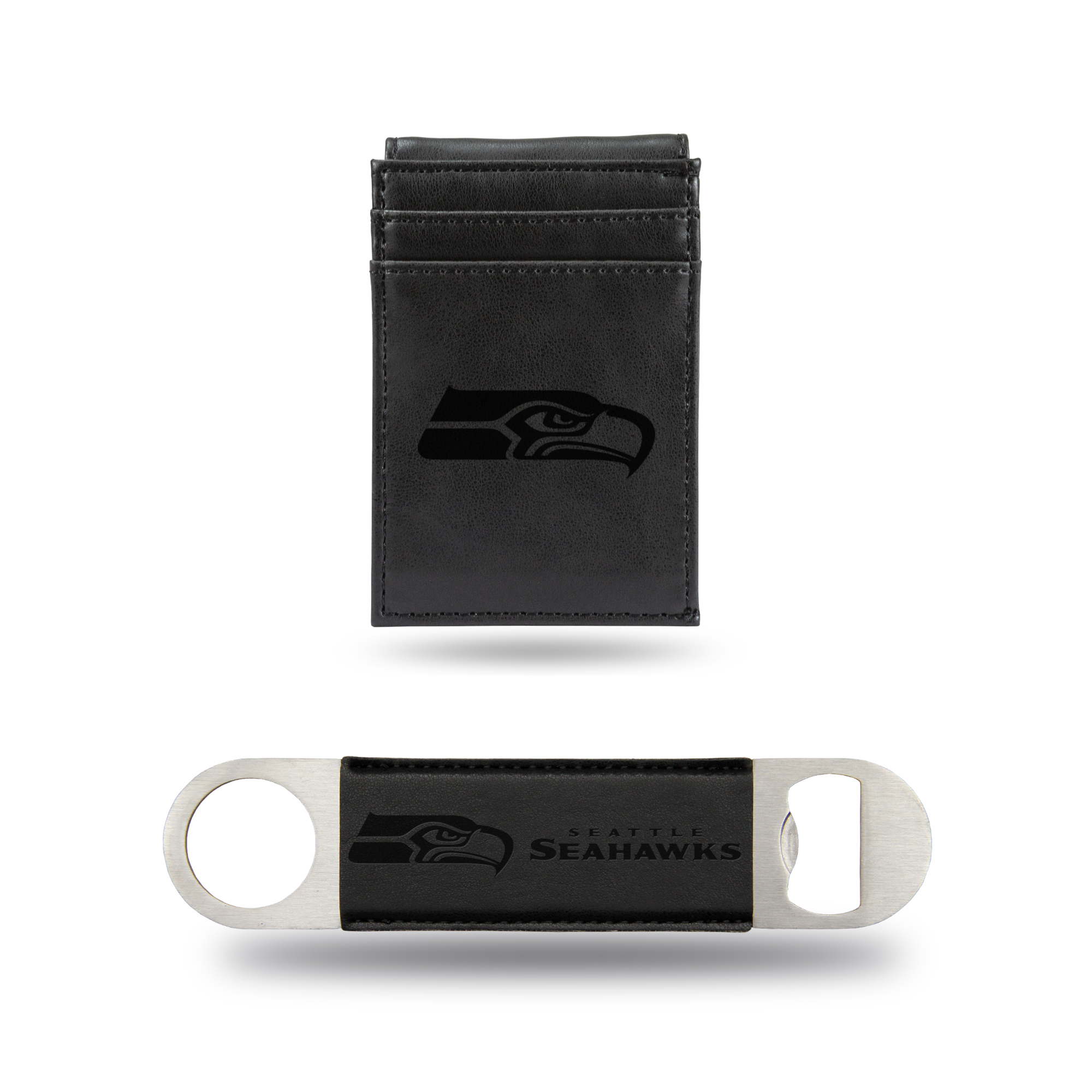 Rico NFL Rico Industries Seattle Seahawks  Laser Engraved Front Pocket Wallet & Bar Balde