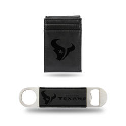 Rico NFL Rico Industries Houston Texans  Laser Engraved Front Pocket Wallet & Bar Balde