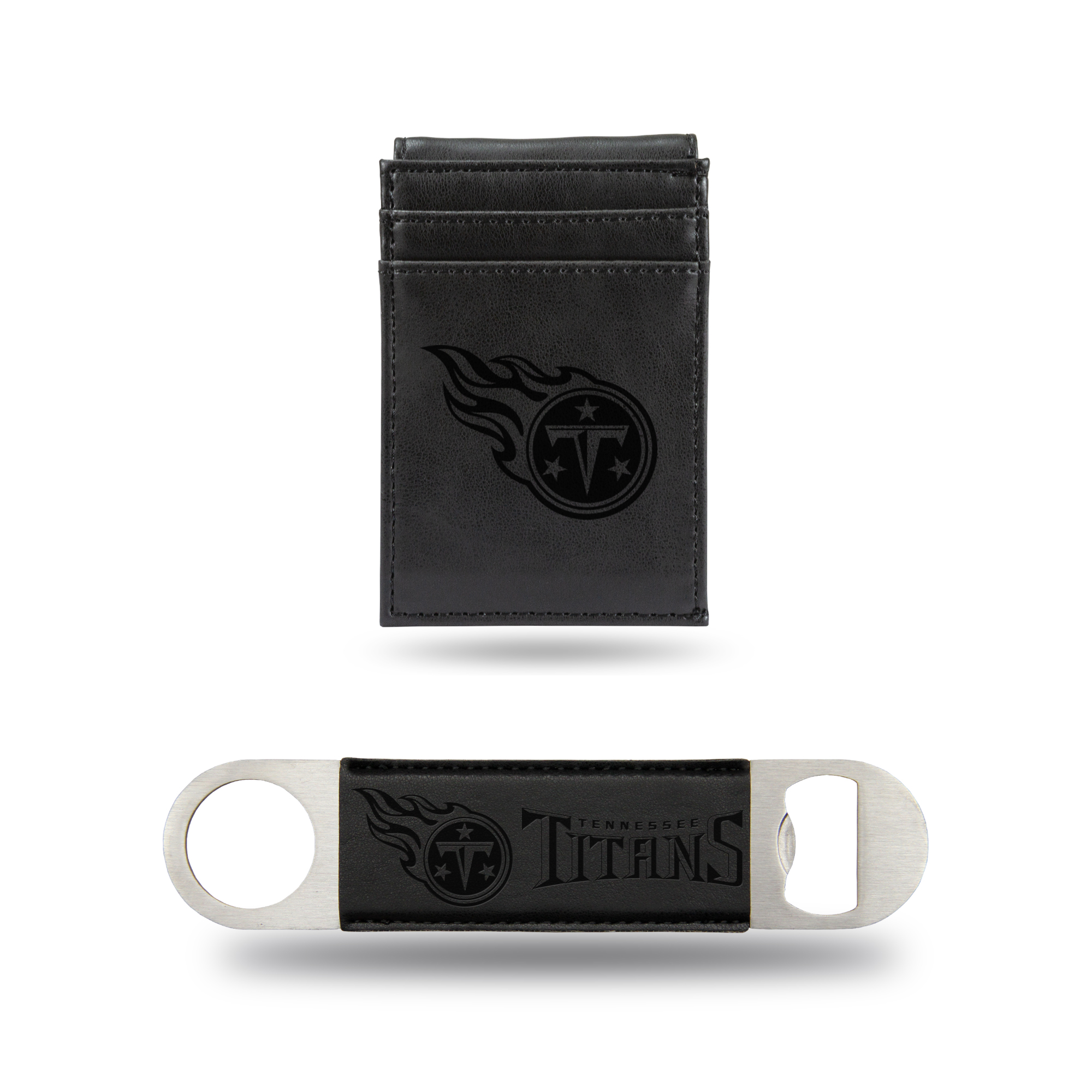 Rico NFL Rico Industries Tennessee Titans  Laser Engraved Front Pocket Wallet & Bar Balde