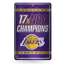 Rico Industries NBA Basketball Los Angeles Lakers Champ Large Metal Sign
