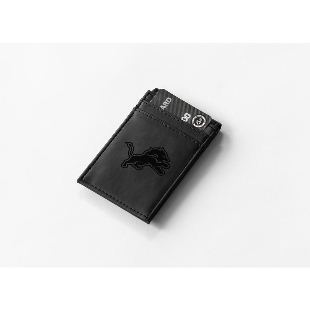 Rico Industries NFL Football Detroit Lions Black Laser Engraved Front Pocket Wallet