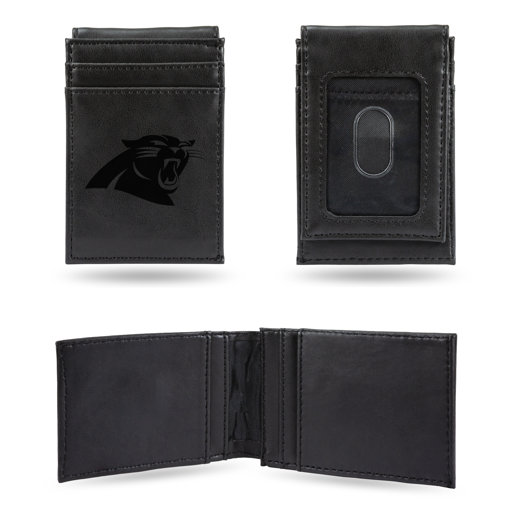 Rico Inc Rico LEFPW0801BK NFL Carolina Panthers Laser Engraved Black Front Pocket Wallet
