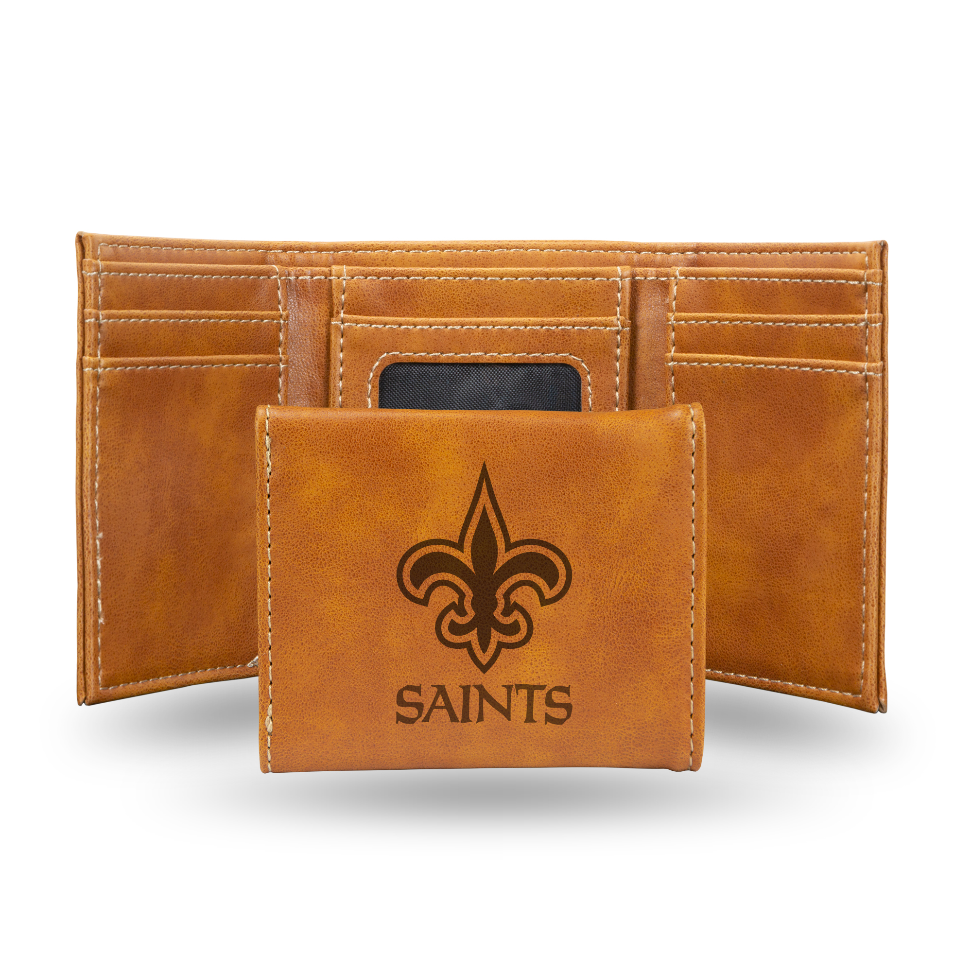 Rico Industries NFL Football New Orleans Saints Brown Laser Engraved Trifold