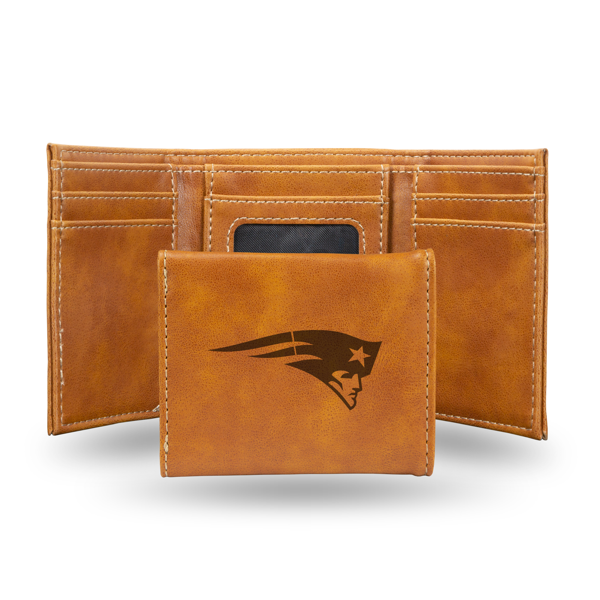 Rico Industries NFL Football New England Patriots Brown Laser Engraved Trifold