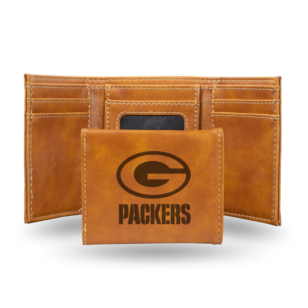 Rico Industries NFL Football Green Bay Packers Brown Laser Engraved Trifold