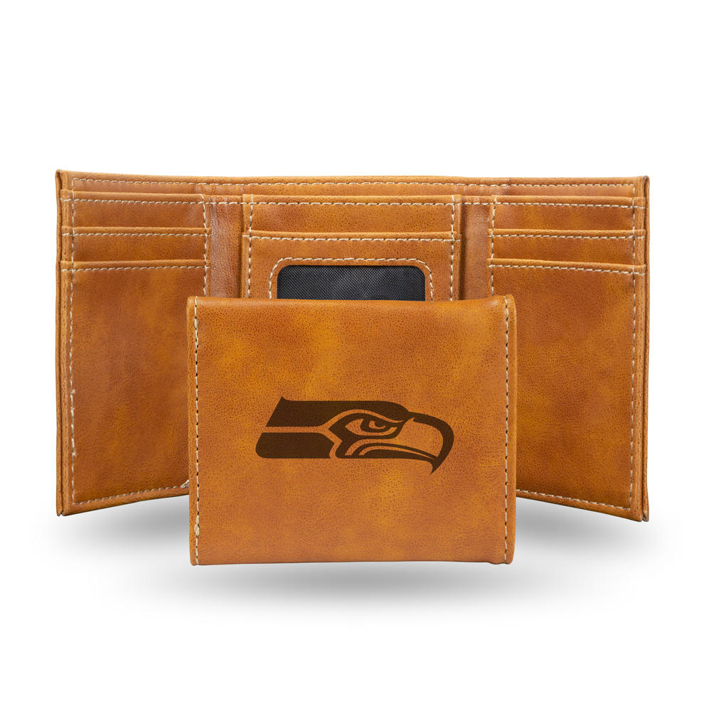Rico Industries NFL Football Seattle Seahawks Brown Laser Engraved Trifold