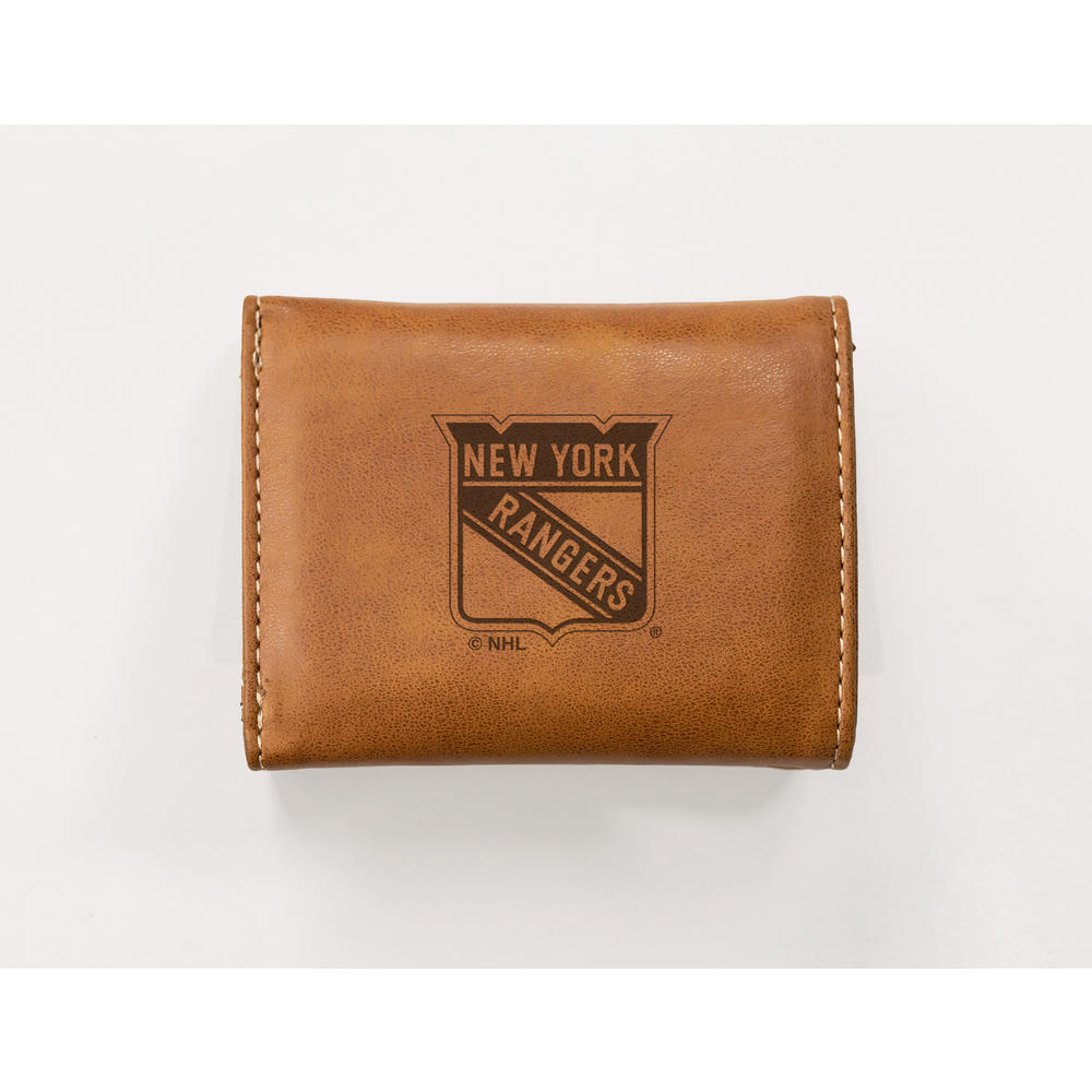 Rico Industries NHL Hockey New York Rangers Brown Laser Engraved Trifold