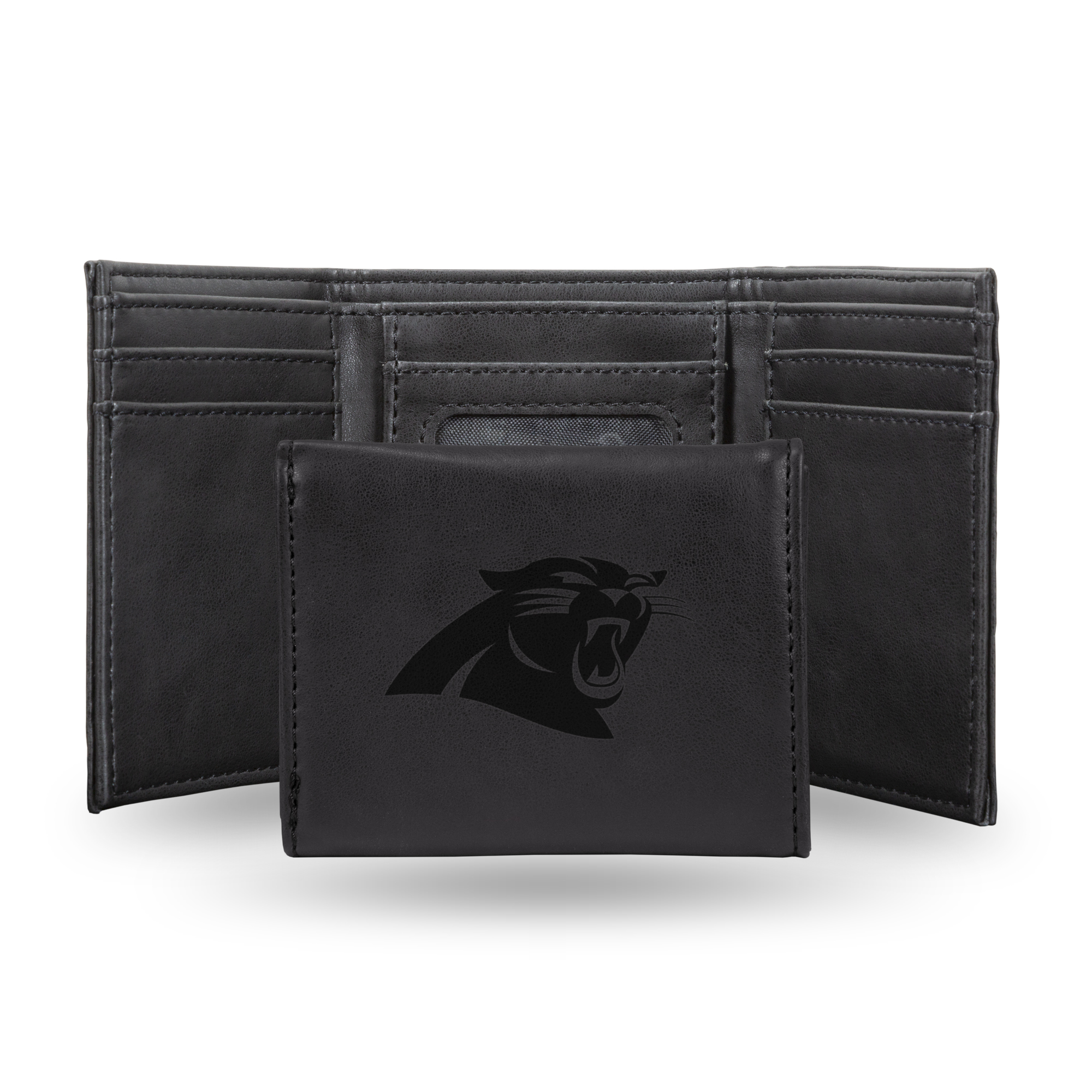 Rico NFL Black Generic Watch and Team Logo Tri-Fold Wallet  Carolina Panthers