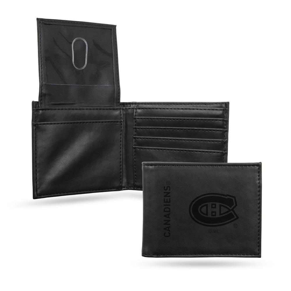 Rico Industries NHL Hockey Montreal Canadiens Black Game Day Laser Engraved Billfold Wallet