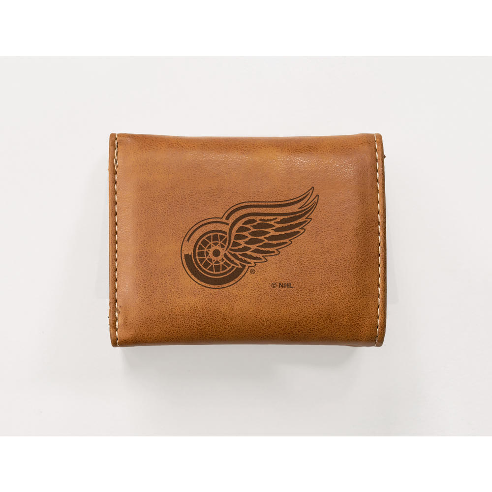 Rico Industries NHL Hockey Detroit Red Wings Brown Laser Engraved Trifold