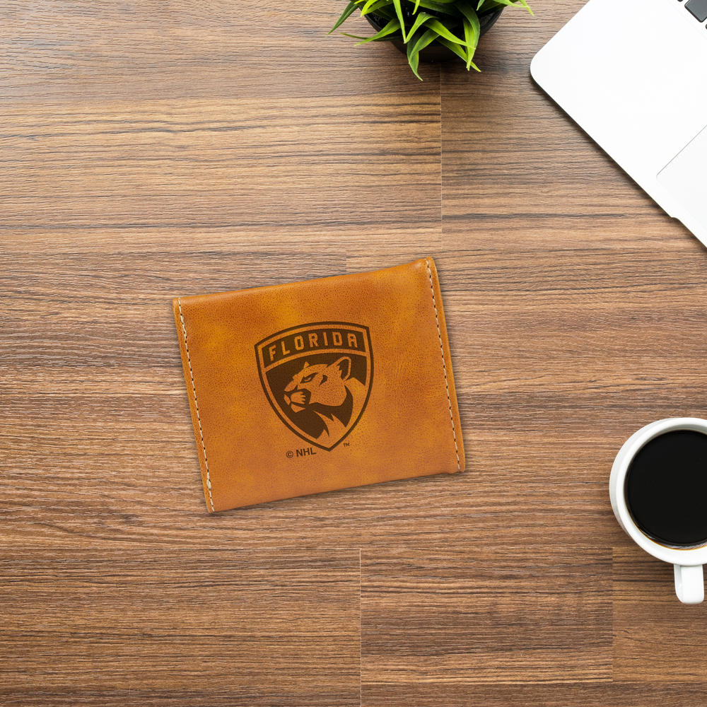 Rico Industries NHL Hockey Florida Panthers Brown Laser Engraved Trifold