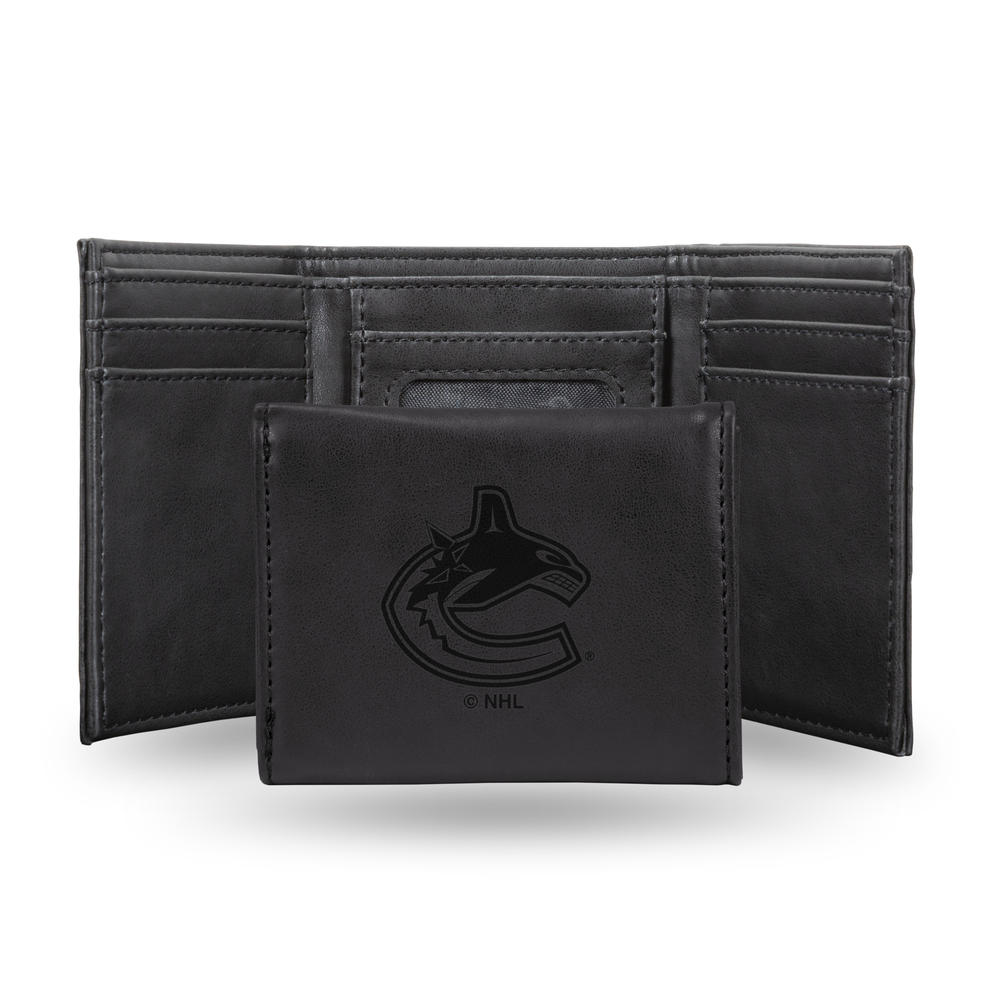 Rico Industries NHL Hockey Vancouver Canucks Black Laser Engraved Trifold