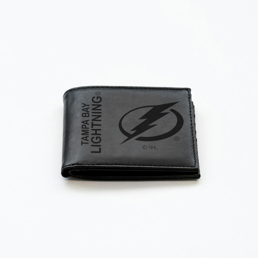 Rico Industries NHL Hockey Tampa Bay Lightning Black Game Day Laser Engraved Billfold Wallet