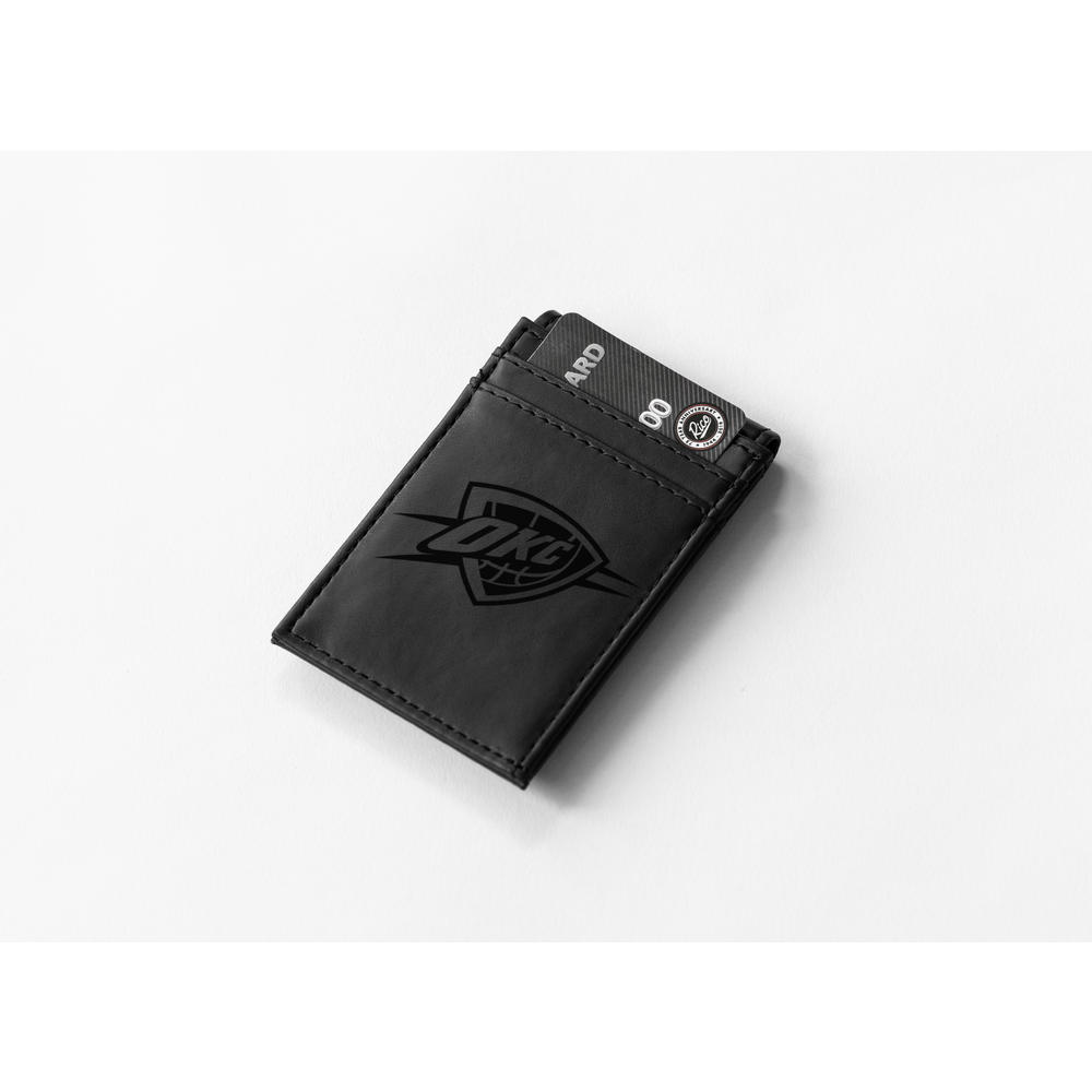 Rico Industries NBA Basketball Oklahoma City Thunder Black Laser Engraved Front Pocket Wallet