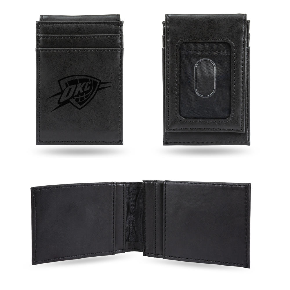 Rico Industries NBA Basketball Oklahoma City Thunder Black Laser Engraved Front Pocket Wallet