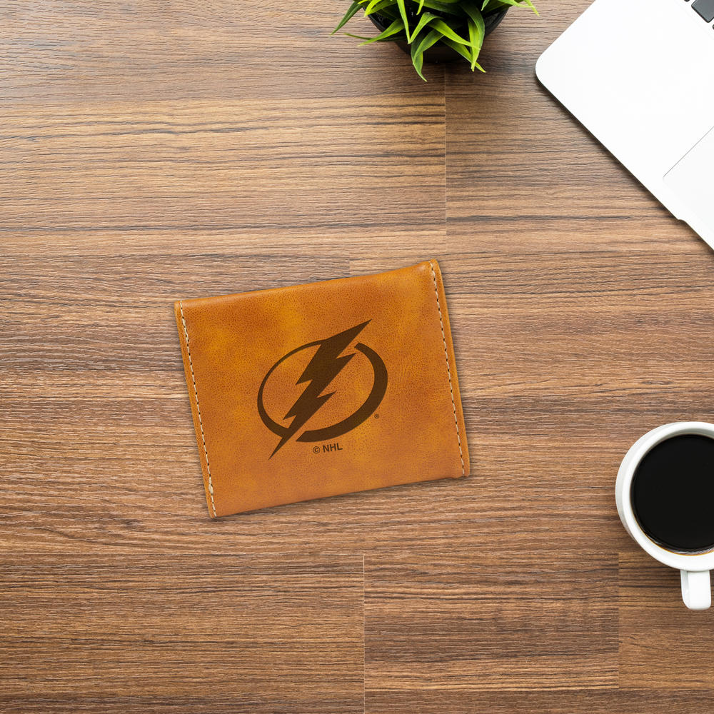 Rico Industries NHL Hockey Tampa Bay Lightning Brown Laser Engraved Trifold