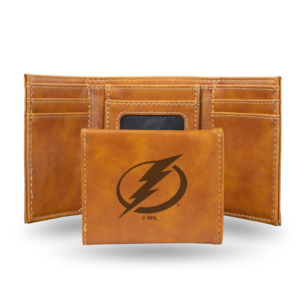 Rico Industries NHL Hockey Tampa Bay Lightning Brown Laser Engraved Trifold