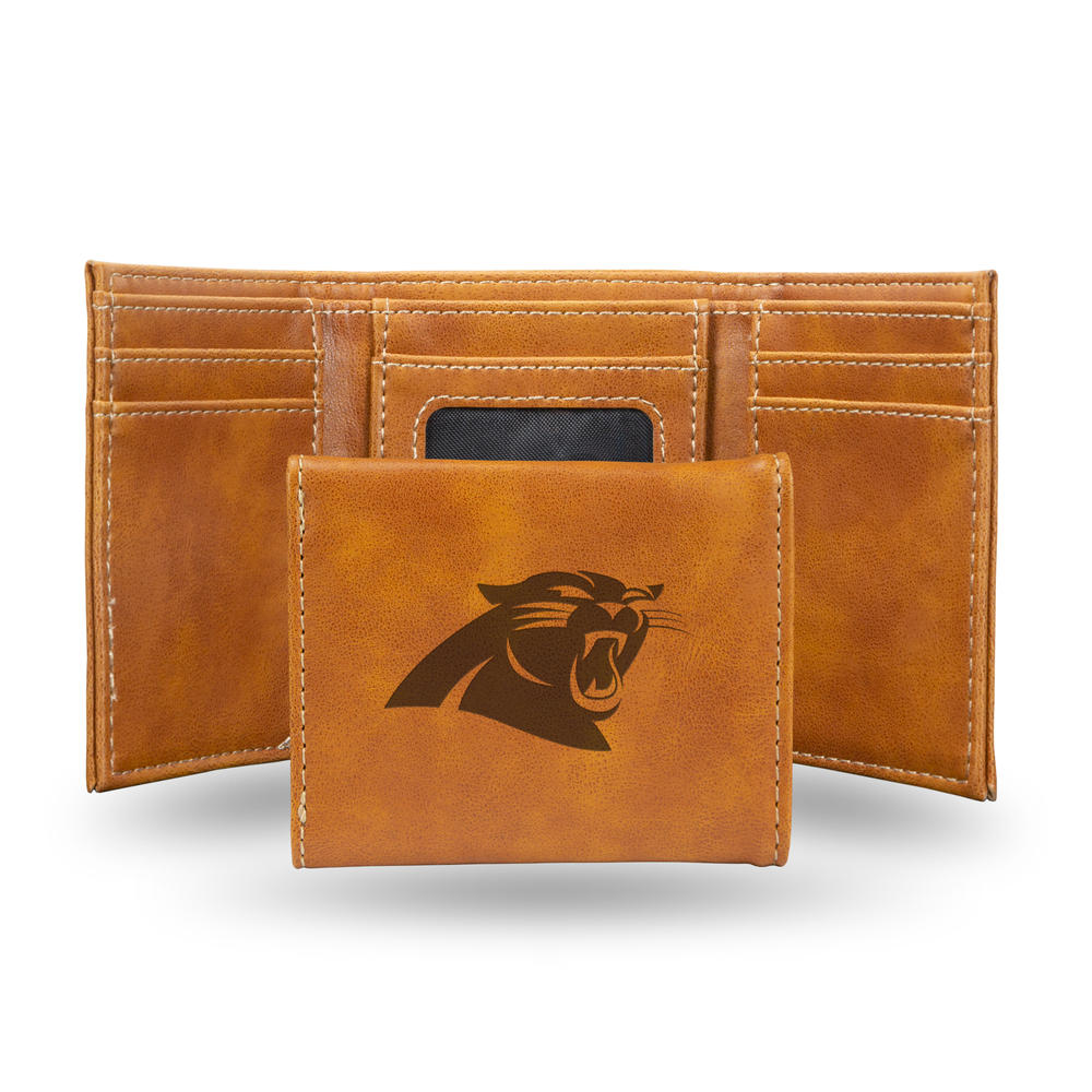 Rico Industries NFL Football Carolina Panthers Brown Laser Engraved Trifold