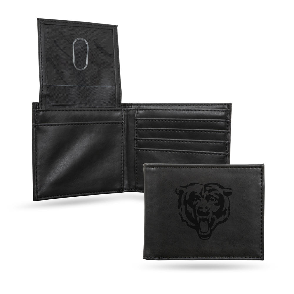 Rico Industries NFL Football Chicago Bears Black Laser Engraved Billfold Wallet