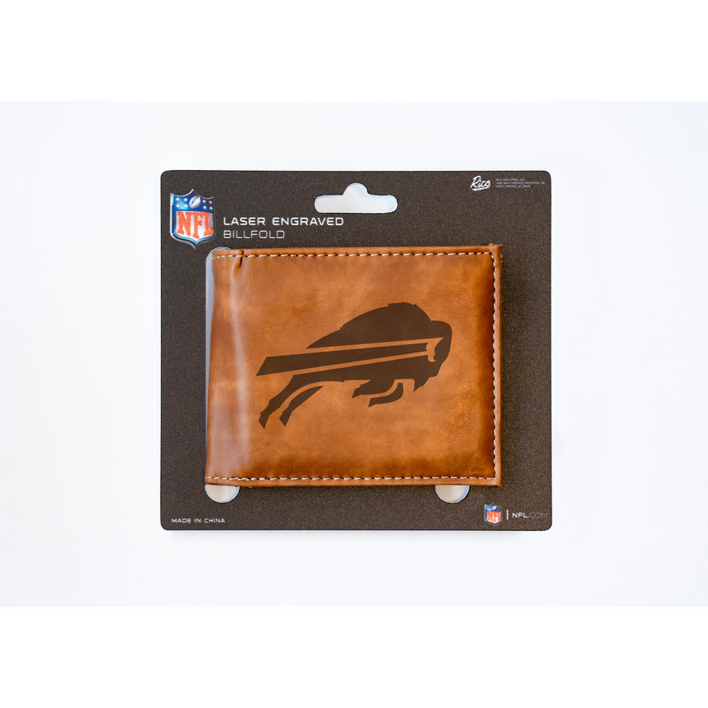 Rico Industries NFL Football Buffalo Bills Brown Laser Engraved Billfold Wallet