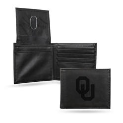 Rico Industries NCAA  Oklahoma Sooners Black Laser Engraved Billfold Wallet