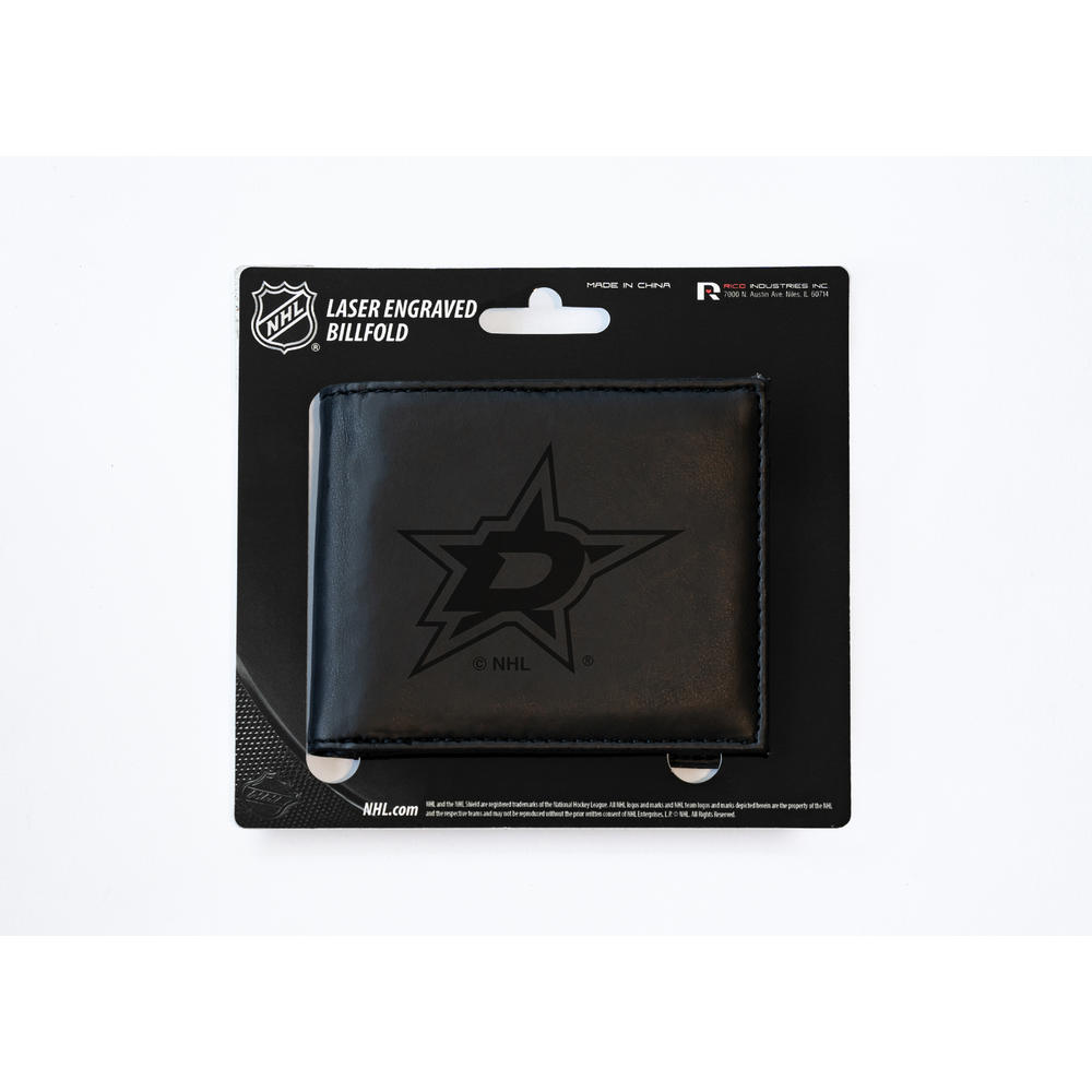 Rico Industries NHL Hockey Dallas Stars Black Laser Engraved Billfold Wallet