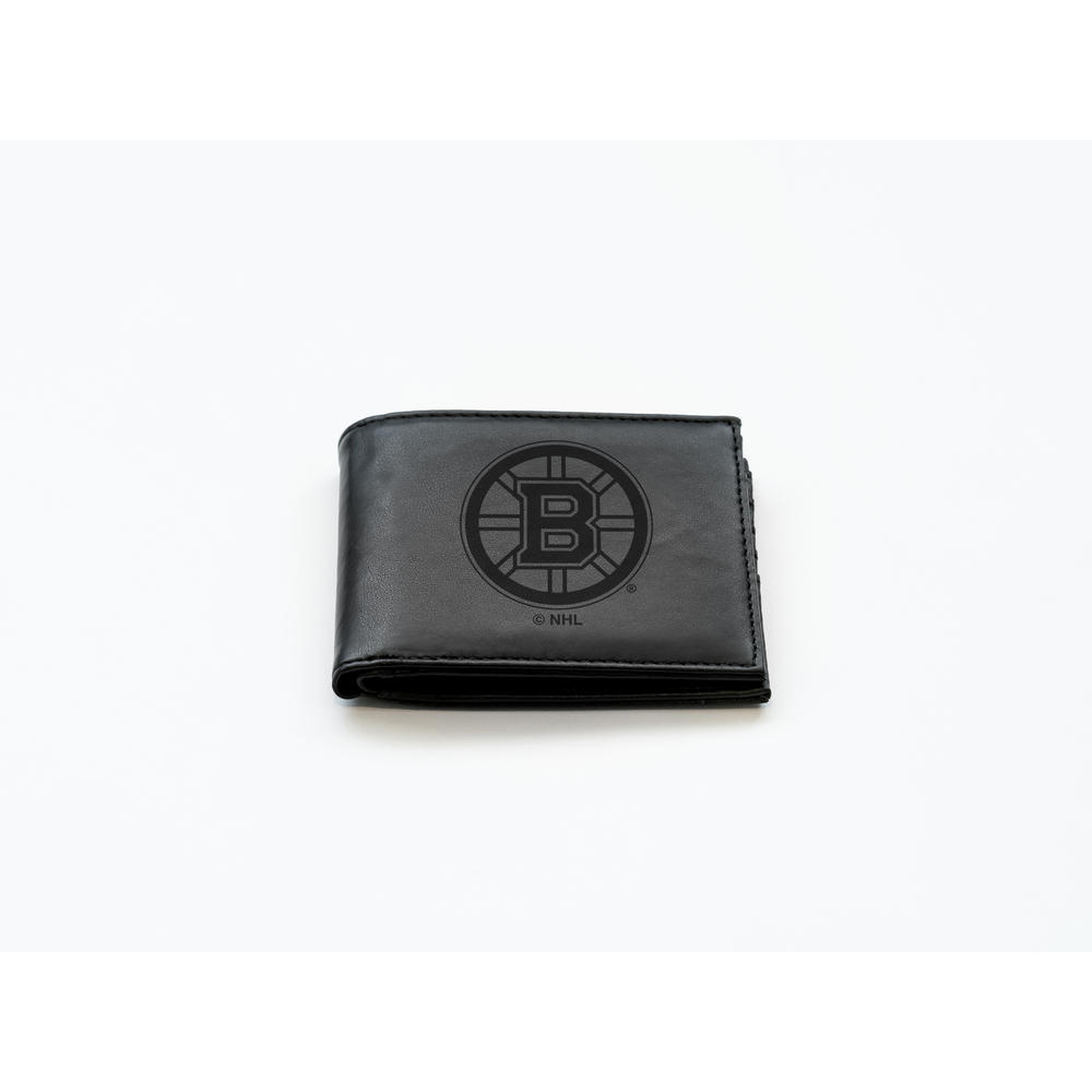 Rico Industries NHL Hockey Boston Bruins Black Laser Engraved Billfold Wallet