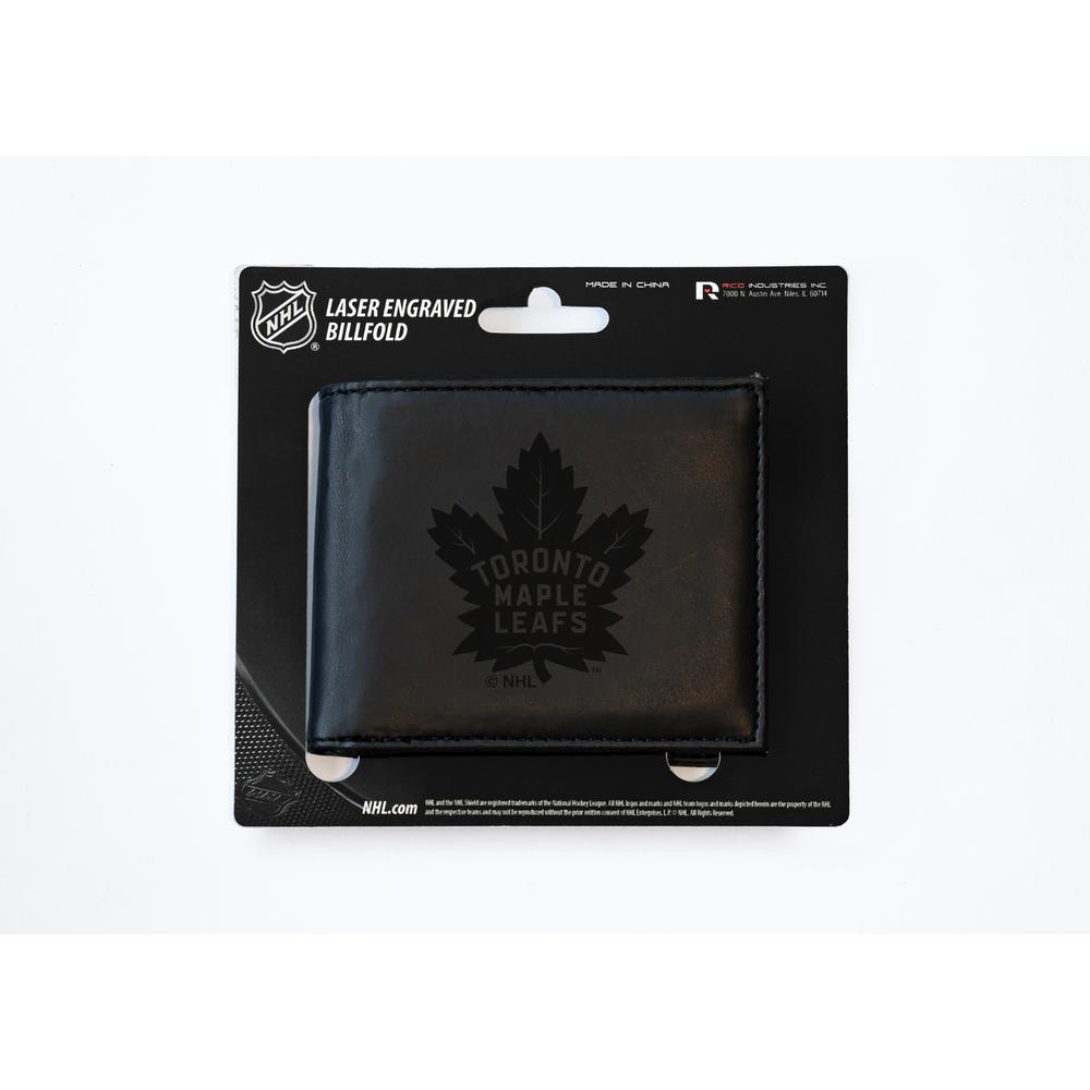 Rico Industries NHL Hockey Toronto Maple Leafs Black Laser Engraved Billfold Wallet