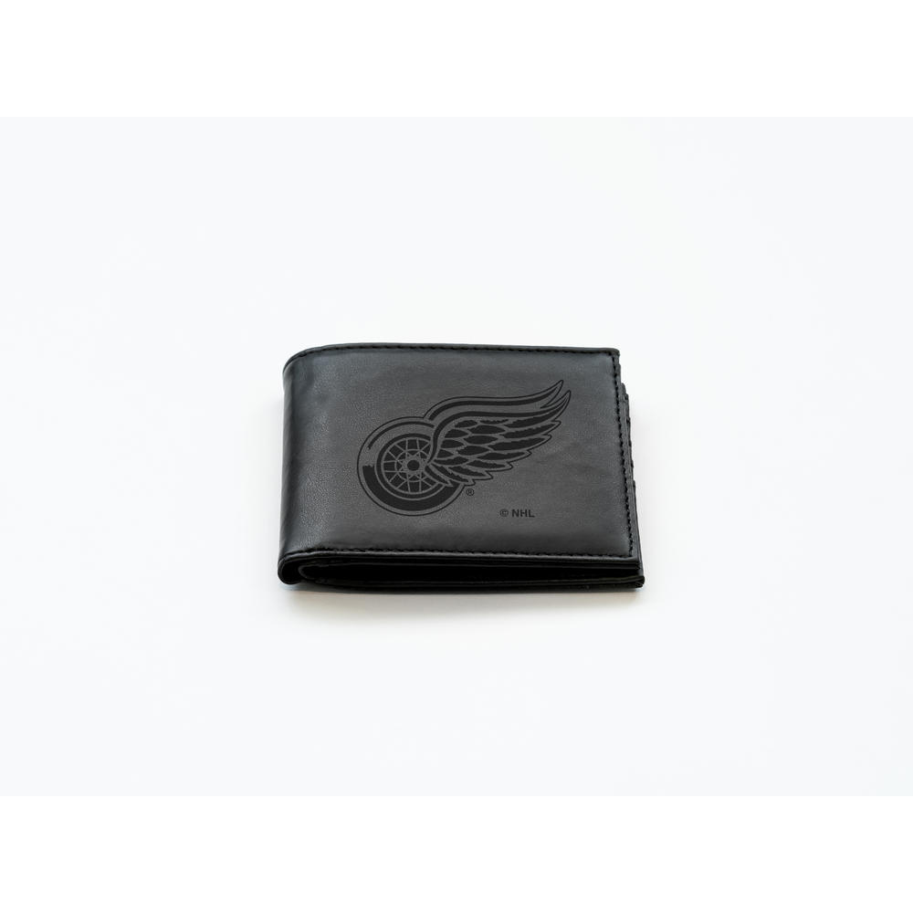 Rico Industries NHL Hockey Detroit Red Wings Black Laser Engraved Billfold Wallet