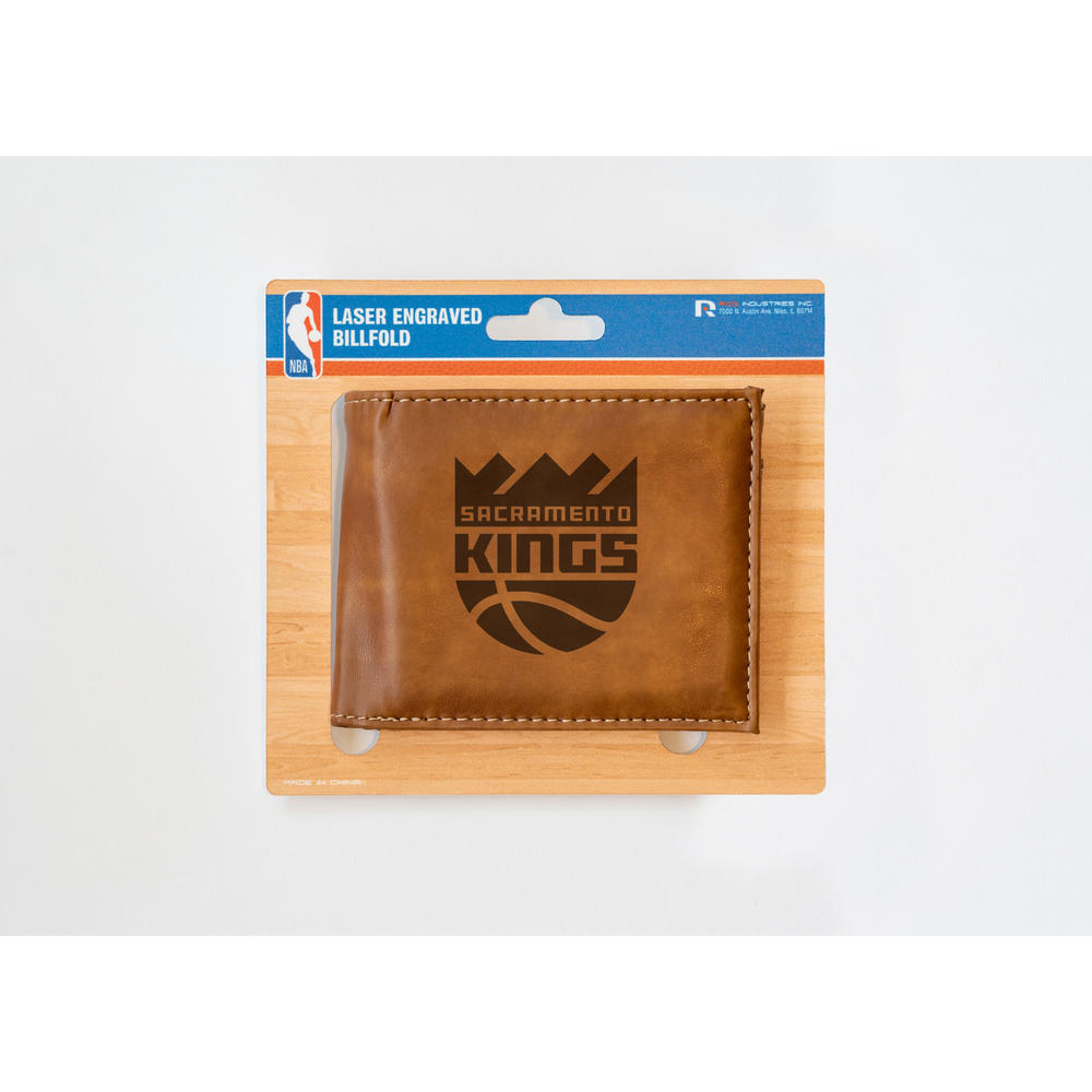 Rico Industries NBA Basketball Sacramento Kings Brown Laser Engraved Billfold Wallet