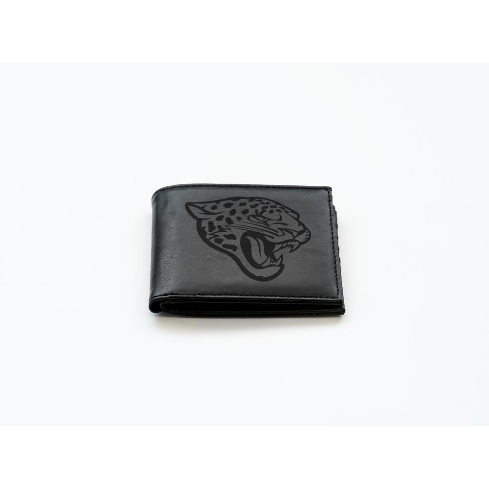 Rico Industries NFL Football Jacksonville Jaguars Black Laser Engraved Billfold Wallet