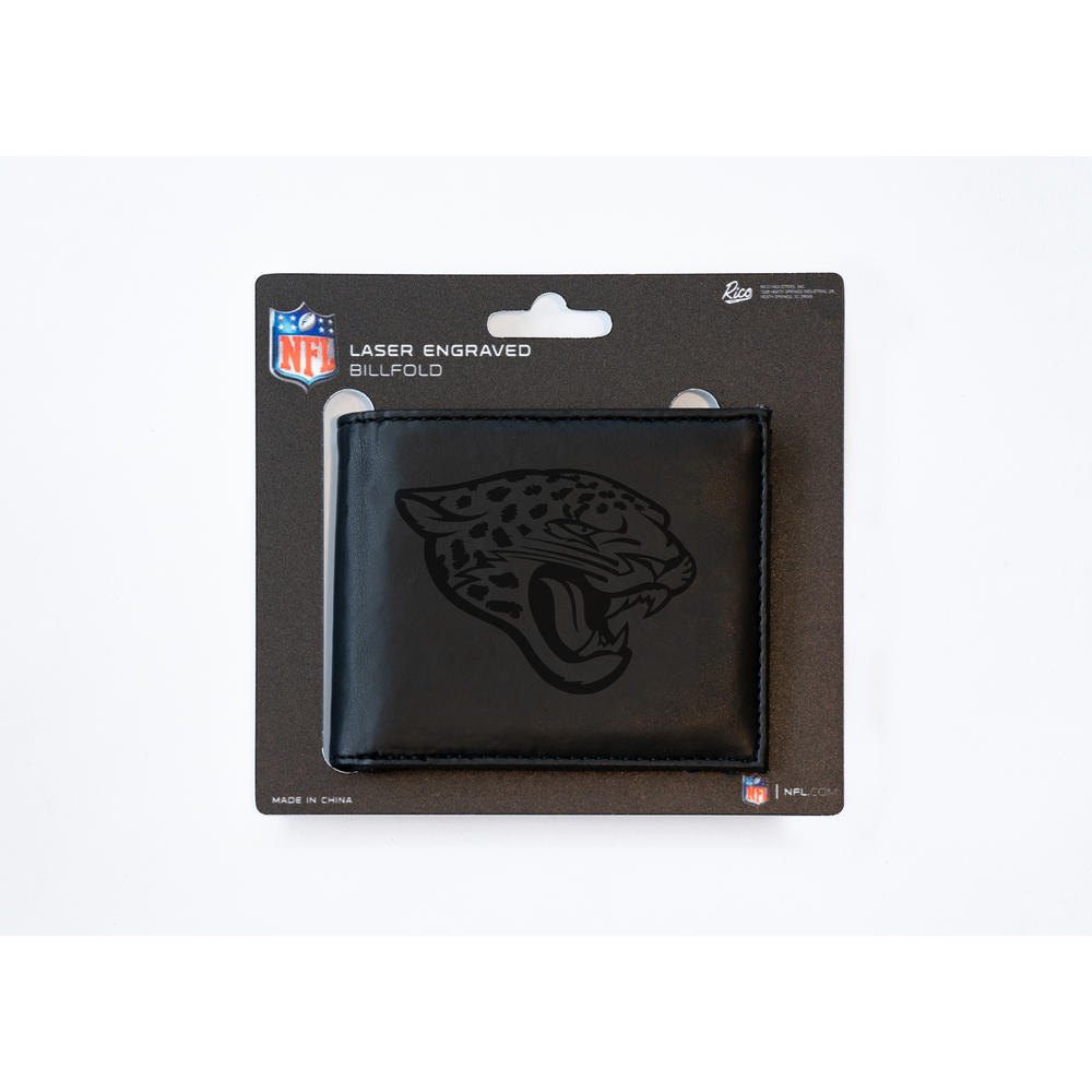 Rico Industries NFL Football Jacksonville Jaguars Black Laser Engraved Billfold Wallet