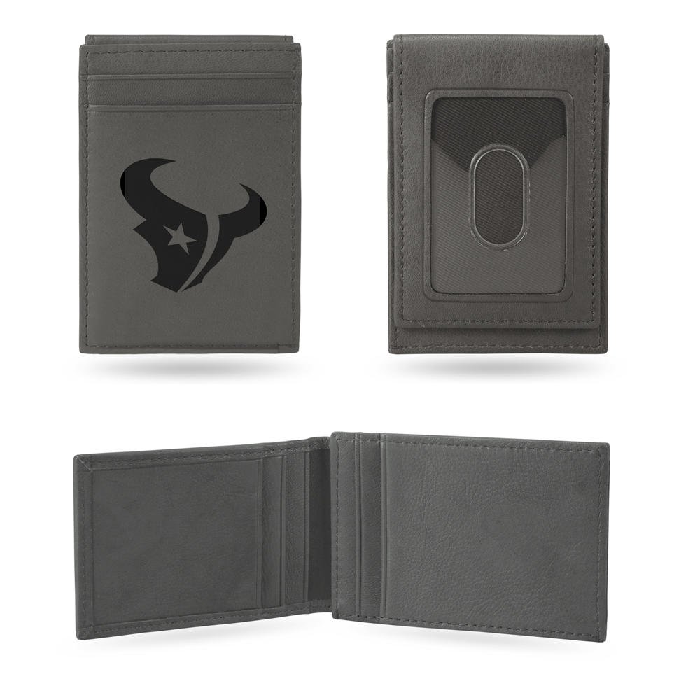 Rico NFL Rico Industries Houston Texans Gray Laser Engraved Front Pocket Wallet