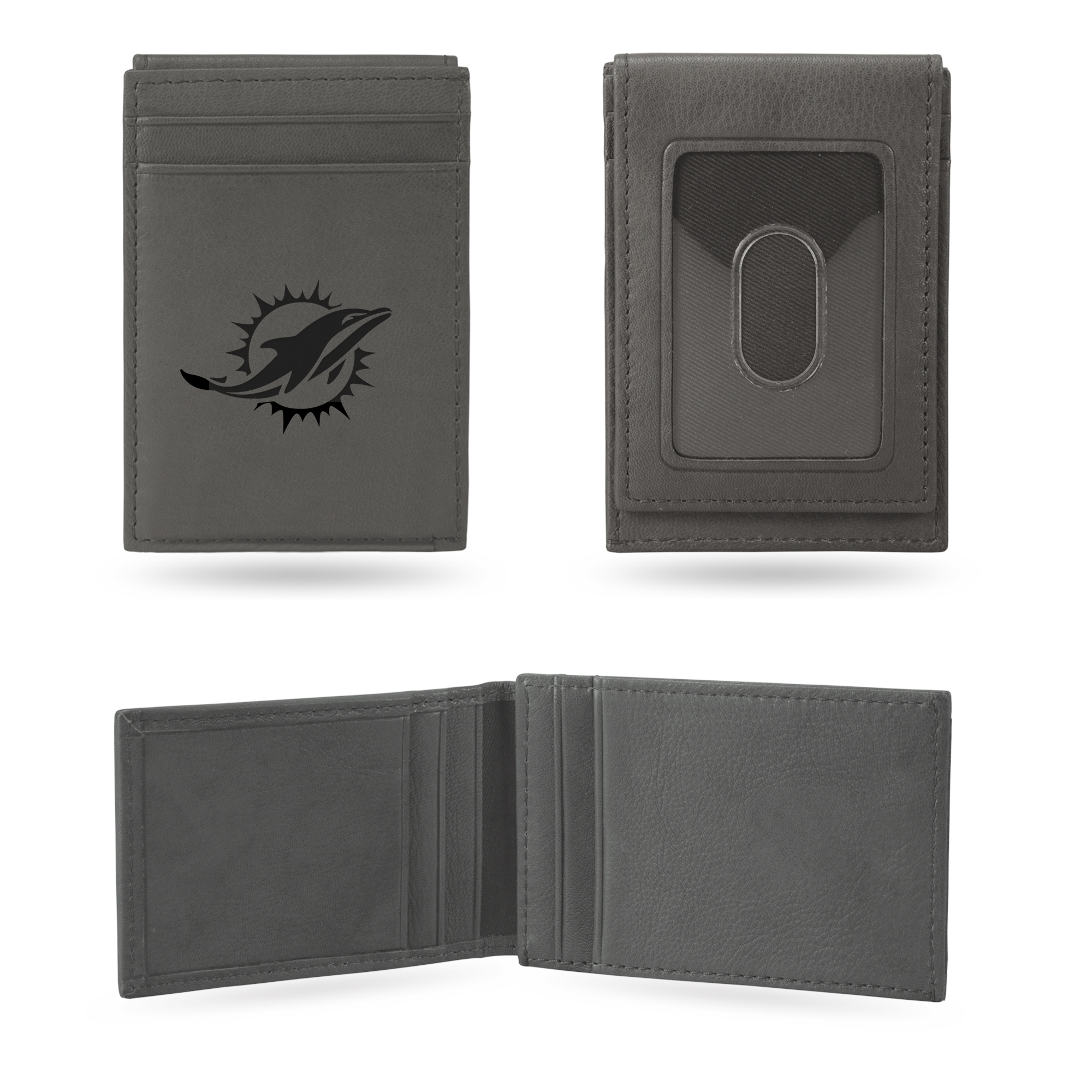 Rico NFL Rico Industries Miami Dolphins Gray Laser Engraved Front Pocket Wallet