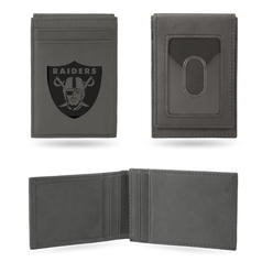 Rico NFL Rico Industries Las Vegas Raiders Gray Laser Engraved Front Pocket Wallet