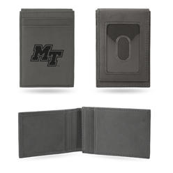 Rico NCAA Rico Industries Middle Tennessee Blue Raiders Gray Laser Engraved Front Pocket Wallet