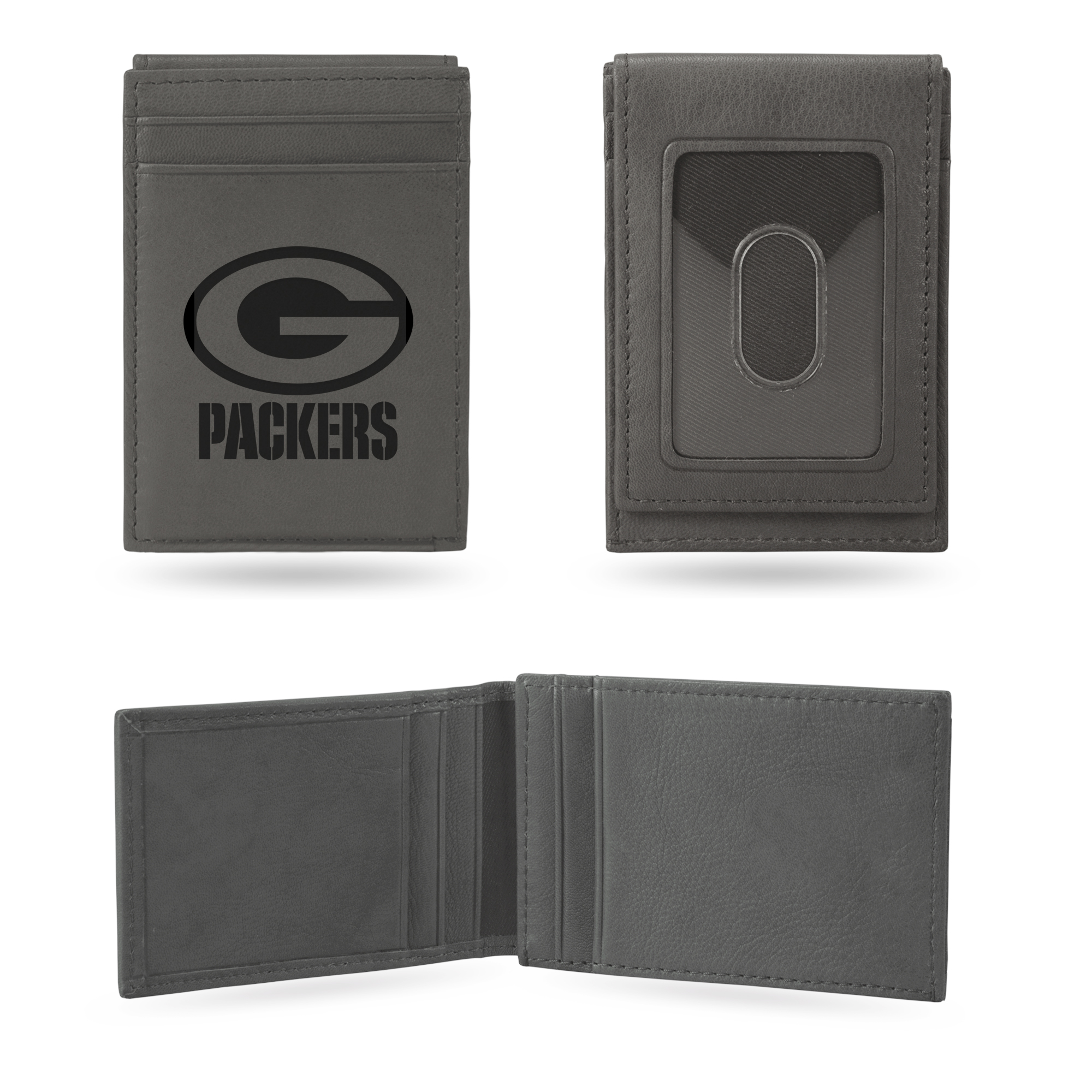 Rico NFL Rico Industries Green Bay Packers Gray Laser Engraved Front Pocket Wallet