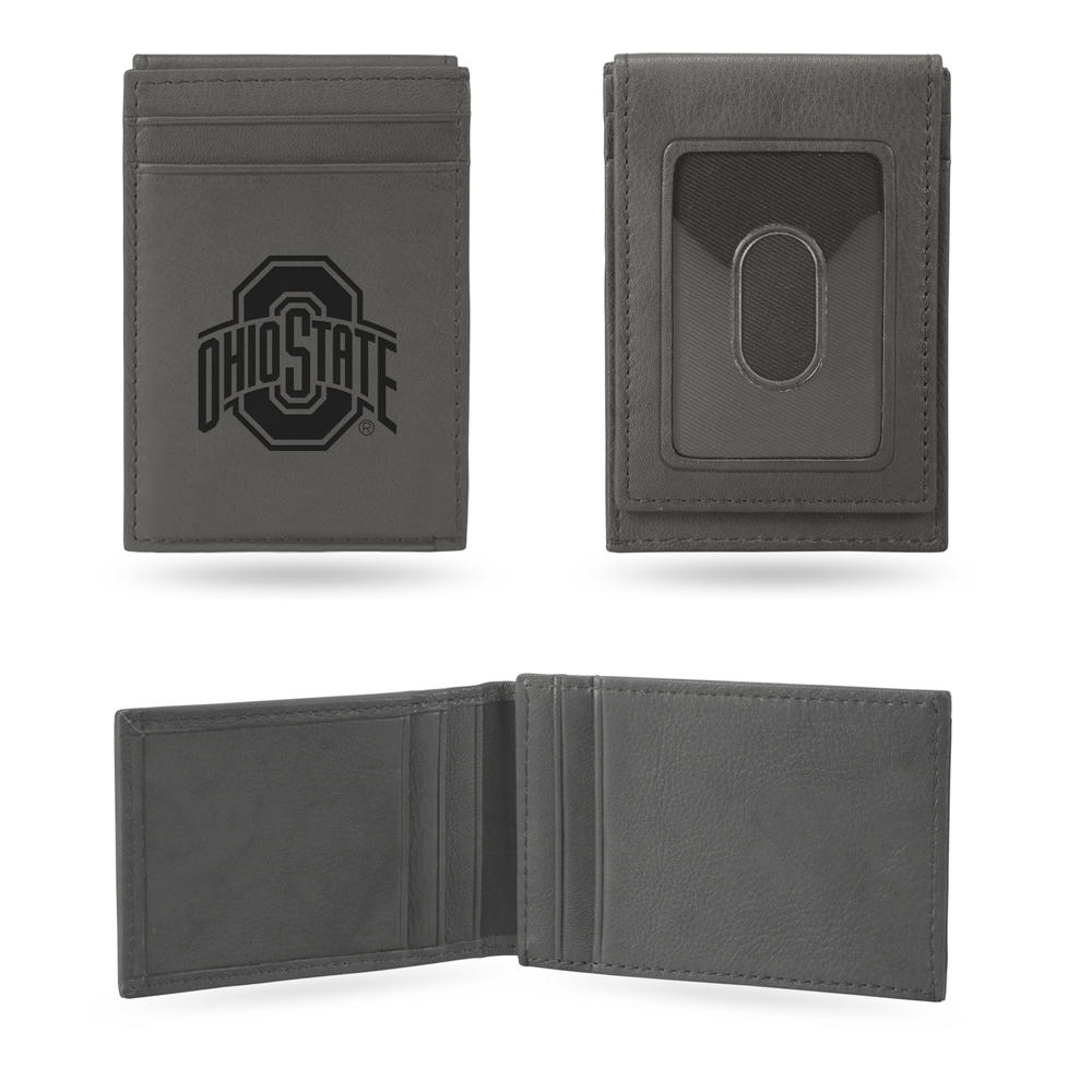 Rico NCAA Rico Industries Ohio State Buckeyes Gray Laser Engraved Front Pocket Wallet