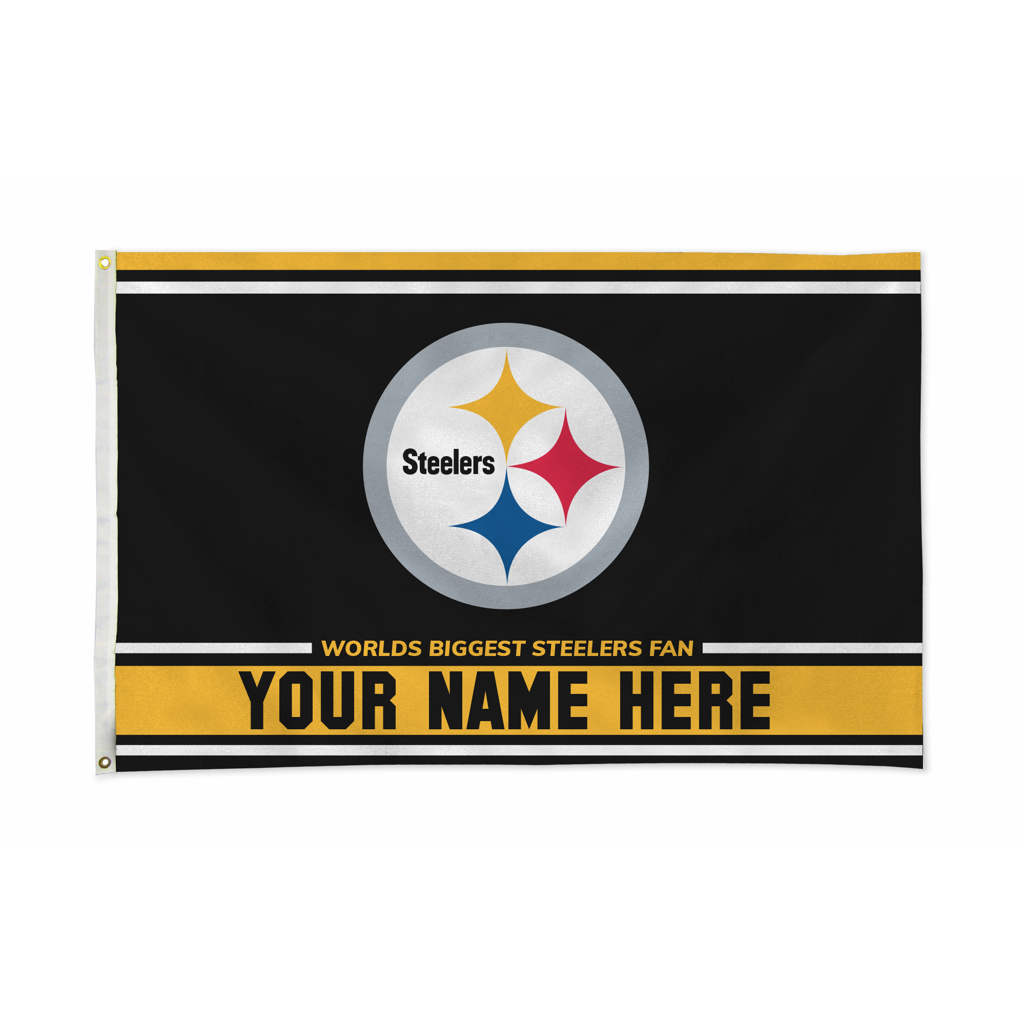 Rico Industries NFL Football Pittsburgh Steelers  Personalized 3' x 5' Banner Flag