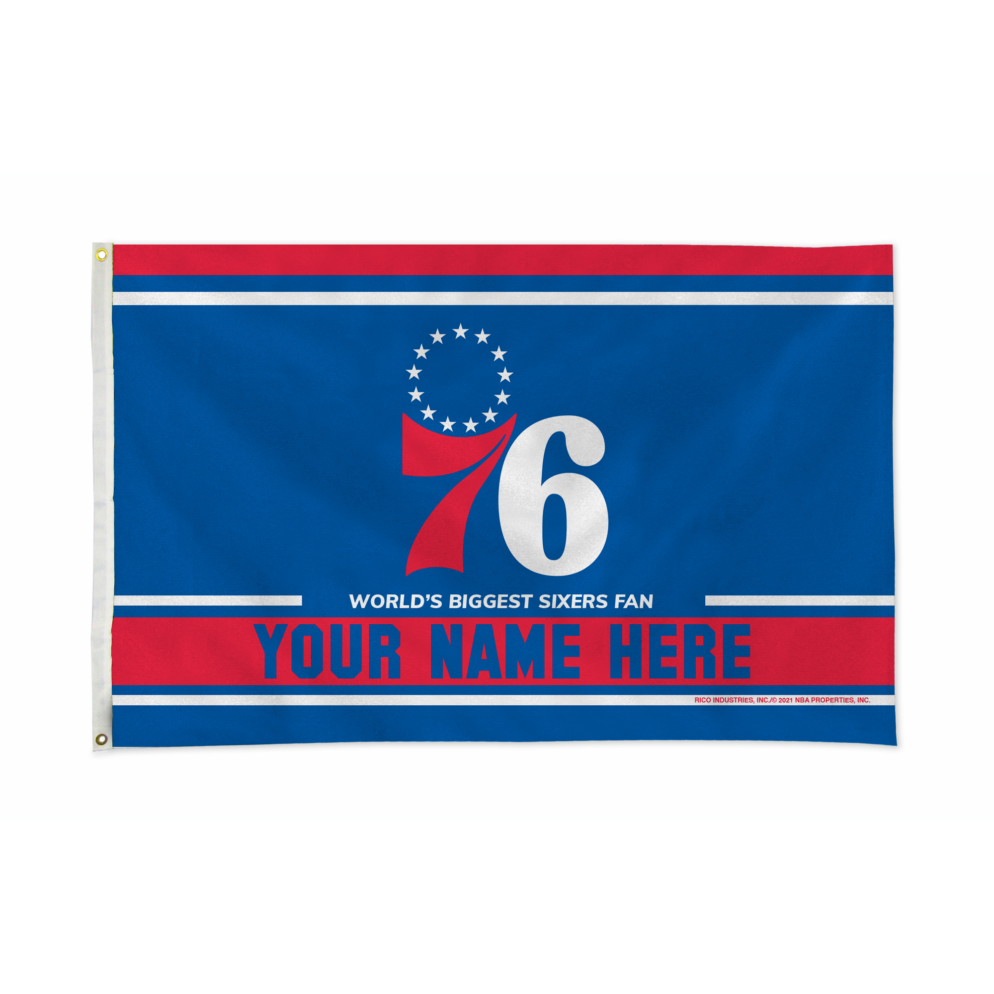 Rico Industries NBA Basketball Philadelphia 76ers  Personalized 3' x 5' Banner Flag