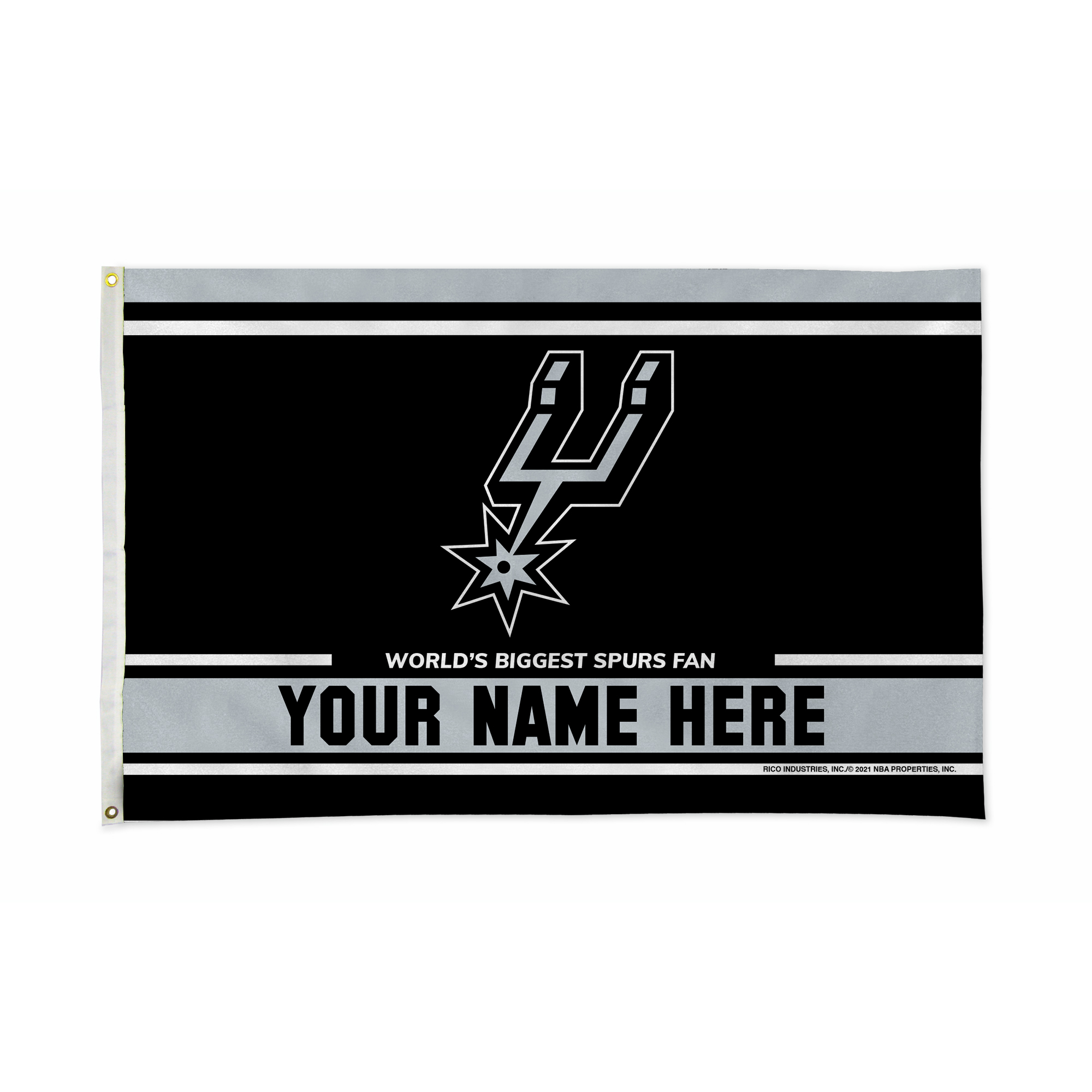 Rico Industries NBA Basketball San Antonio Spurs  Personalized 3' x 5' Banner Flag