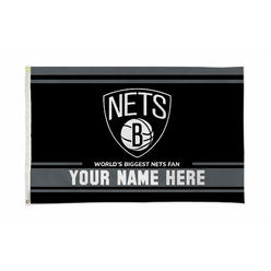 Rico Industries NBA Basketball Brooklyn Nets  Personalized 3' x 5' Banner Flag
